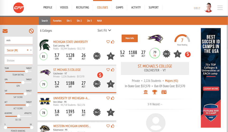 College Fit Finder Redesign Case Study Screenshot